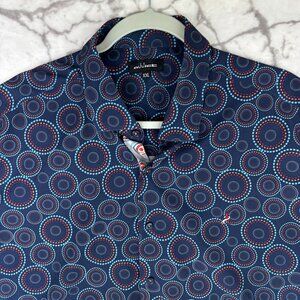 ADDICT Fishing Shirt Men's XXL Navy Light Blue Orange Vented Back Boatwear